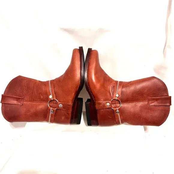Cowboy Hand Tooled Leather Harness Brown Boots-European Sz. 30 (Us 12 1/2-13) - Picture 4 of 15